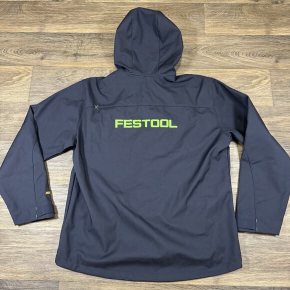 Blaklader Workwear Softshell Jacket Mens Size 2XL Blue Fleece Lined Hooded - Picture 10 of 12